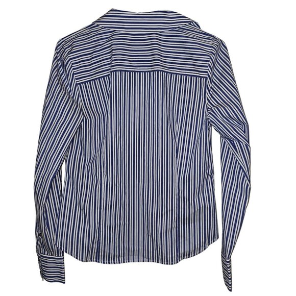 Veronica Beard Joelle Gathered Stripe Button-Front Top Size 8 - Picture 2 of 6